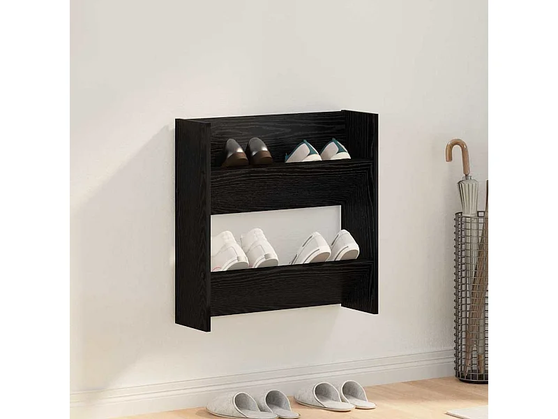 Wandmontierte Schuhschränke Eiche schwarz 60 x 18 x 60 cm
