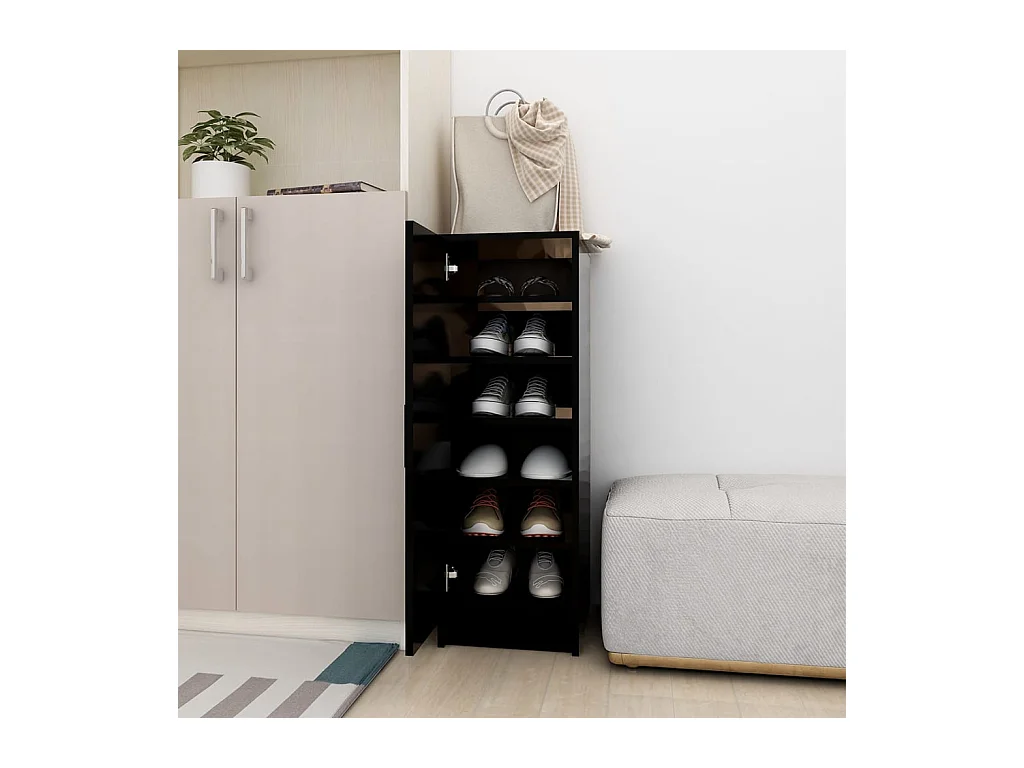 Zwarte schoenenkast 32x35x92 cm Technisch hout