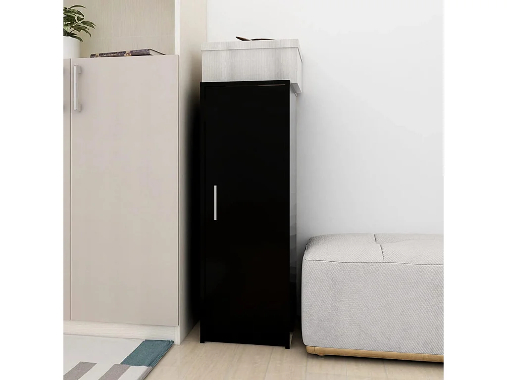 Scarpiera nera 32x35x92 cm Legno ingegnerizzato