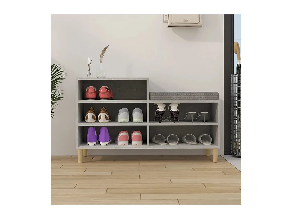 Betongrijze schoenenkast 102x36x60 cm bewerkt hout