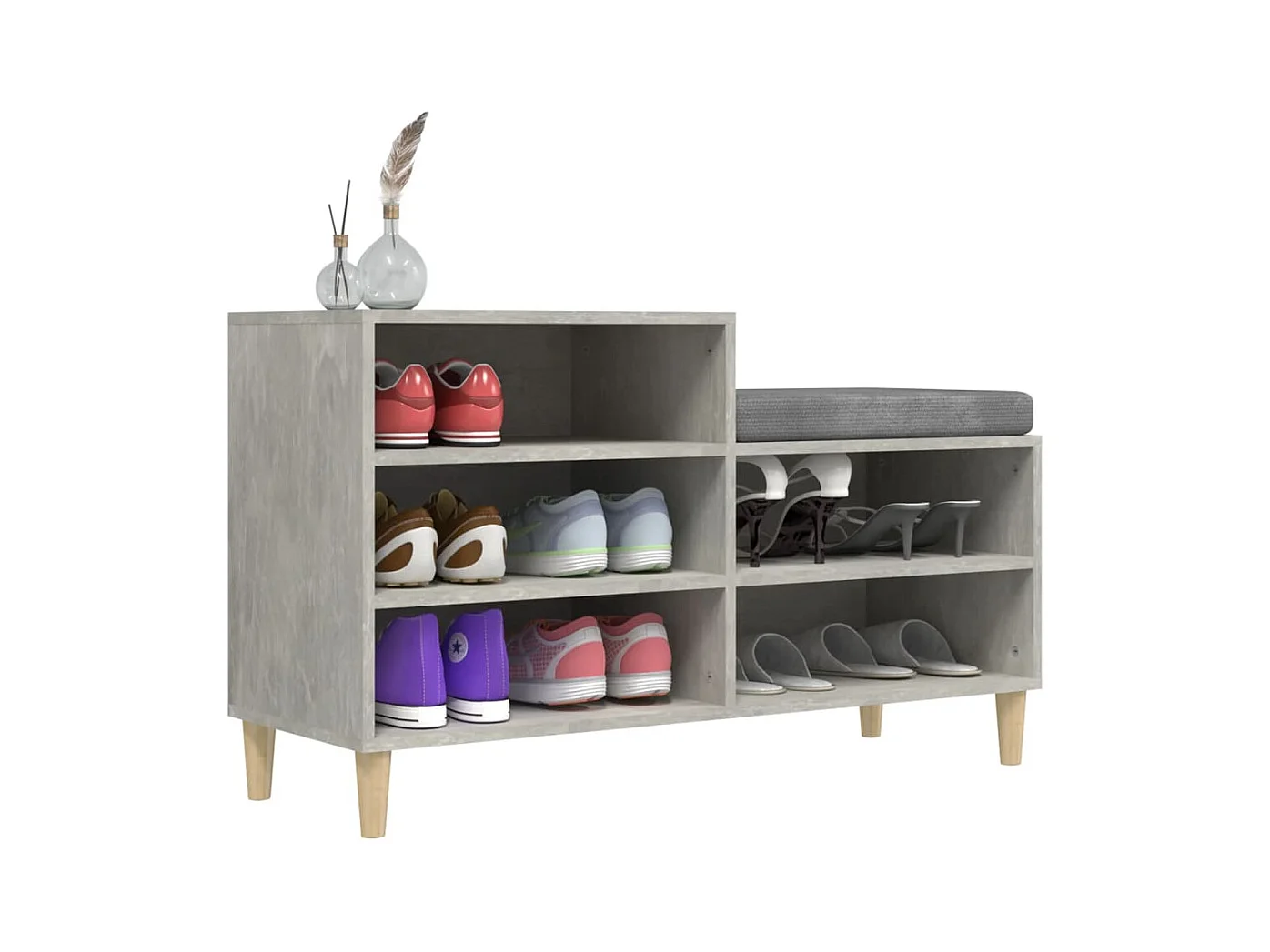 Betongrijze schoenenkast 102x36x60 cm bewerkt hout