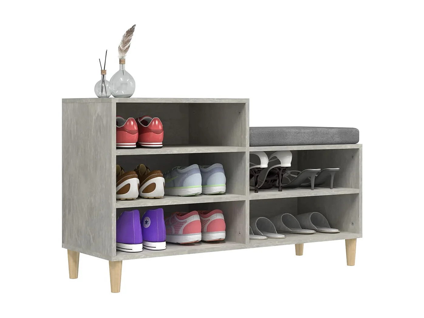 Scarpiera grigio cemento 102x36x60 cm in legno ingegnerizzato