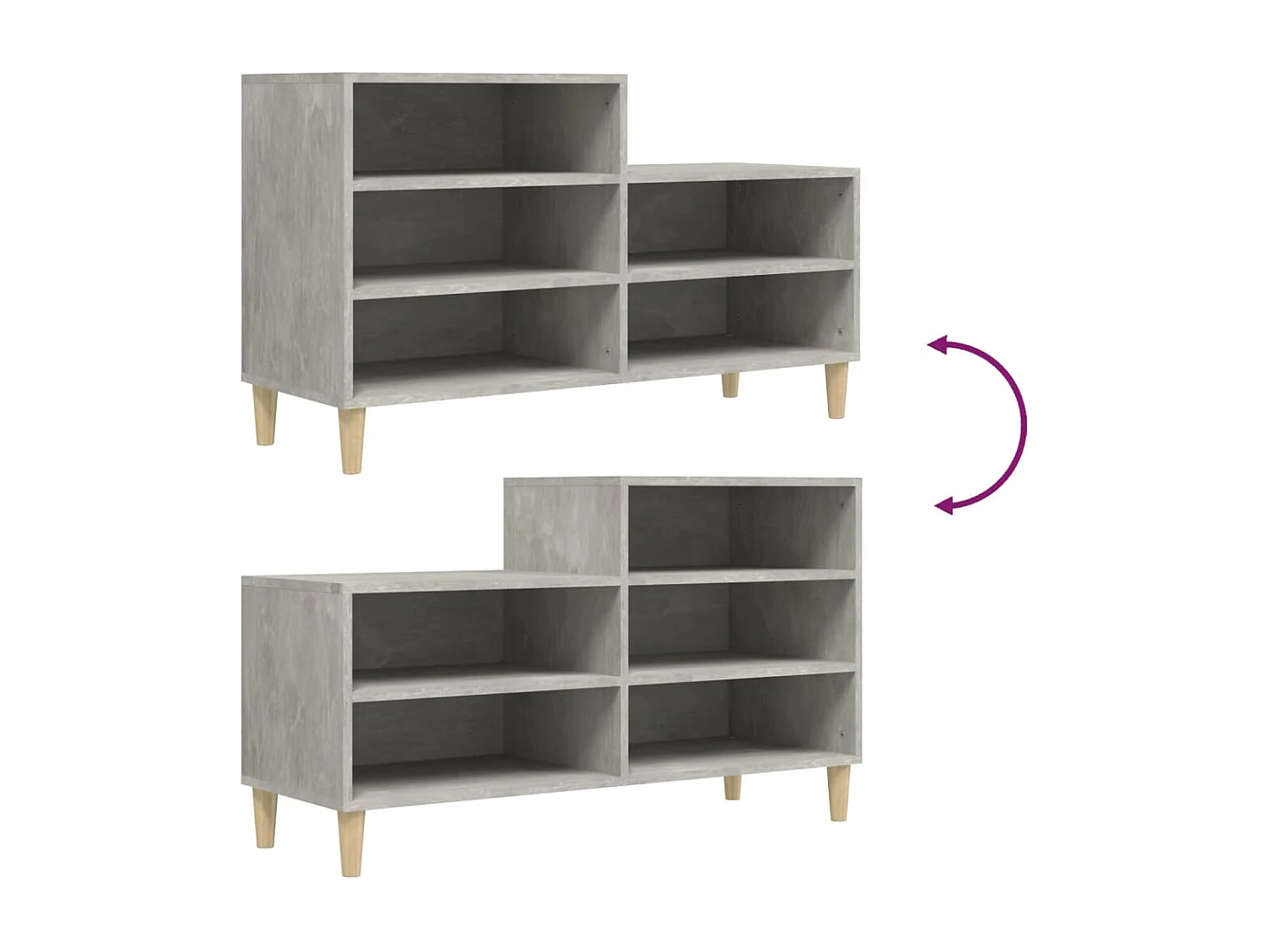 Scarpiera grigio cemento 102x36x60 cm in legno ingegnerizzato