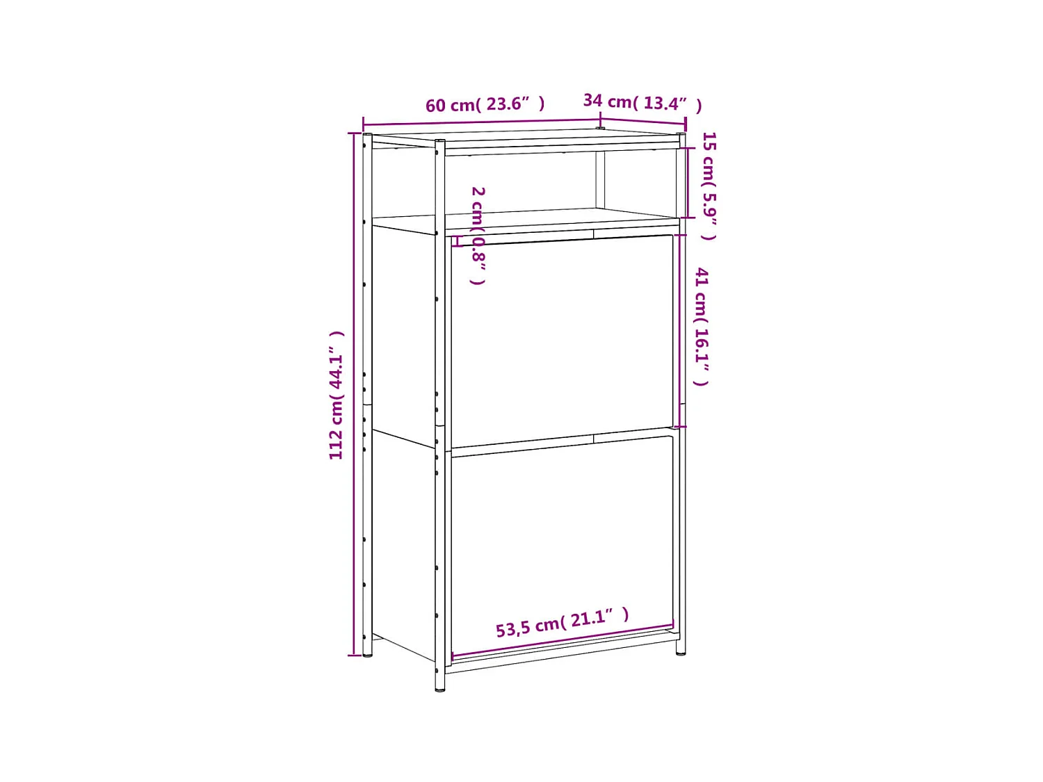 Armoire à chaussures chêne fumé 60x34x112 cm bois d'ingénierie