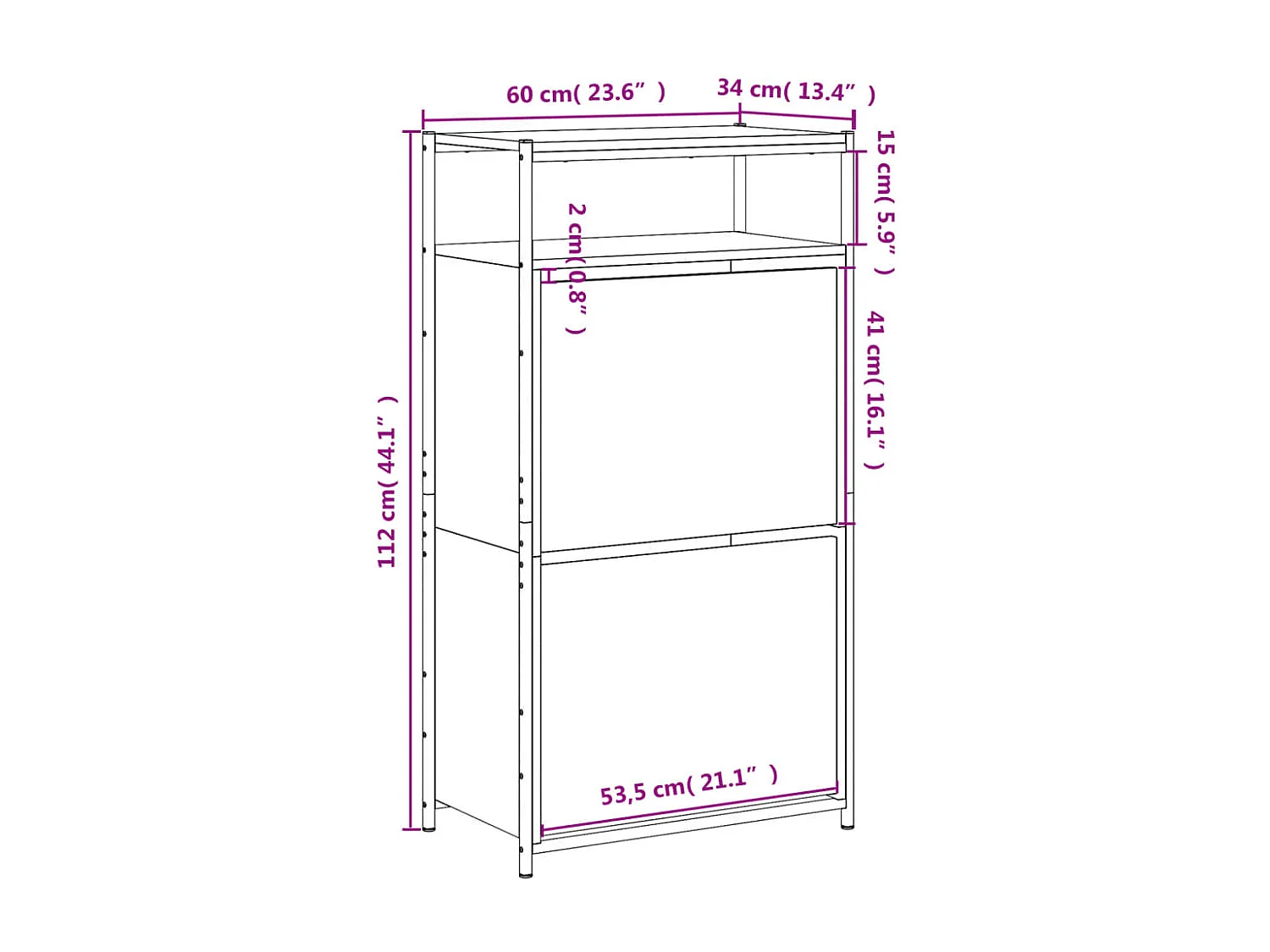 Zapatero roble ahumado 60x34x112 cm madera de ingeniería