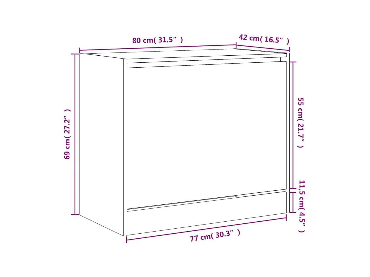Armoire à chaussures chêne sonoma 80x42x69 cm bois d'ingénierie