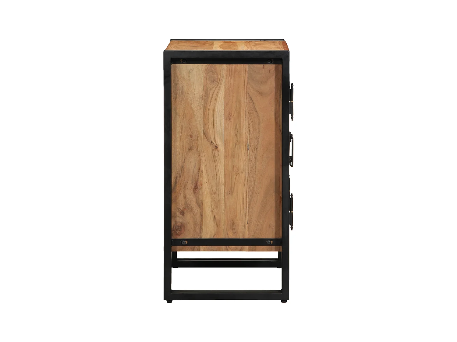 Meuble à chaussures Noir 30x30x40 cm en bois d'acacia massif et acier