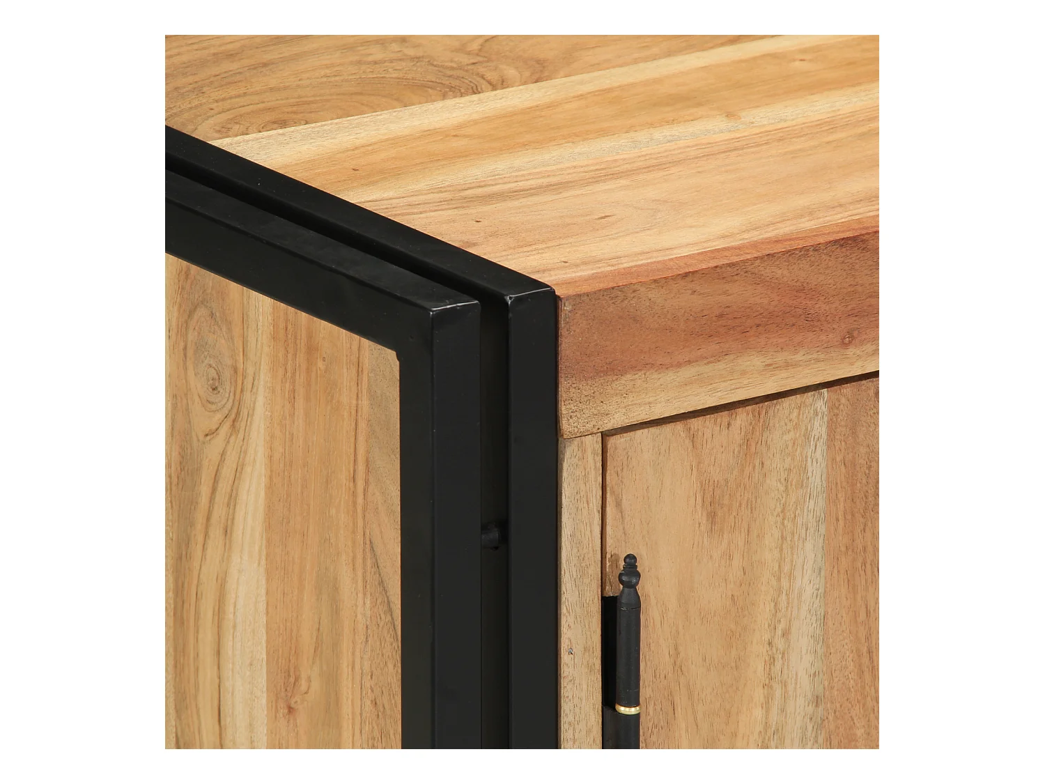 Meuble à chaussures Noir 30x30x40 cm en bois d'acacia massif et acier