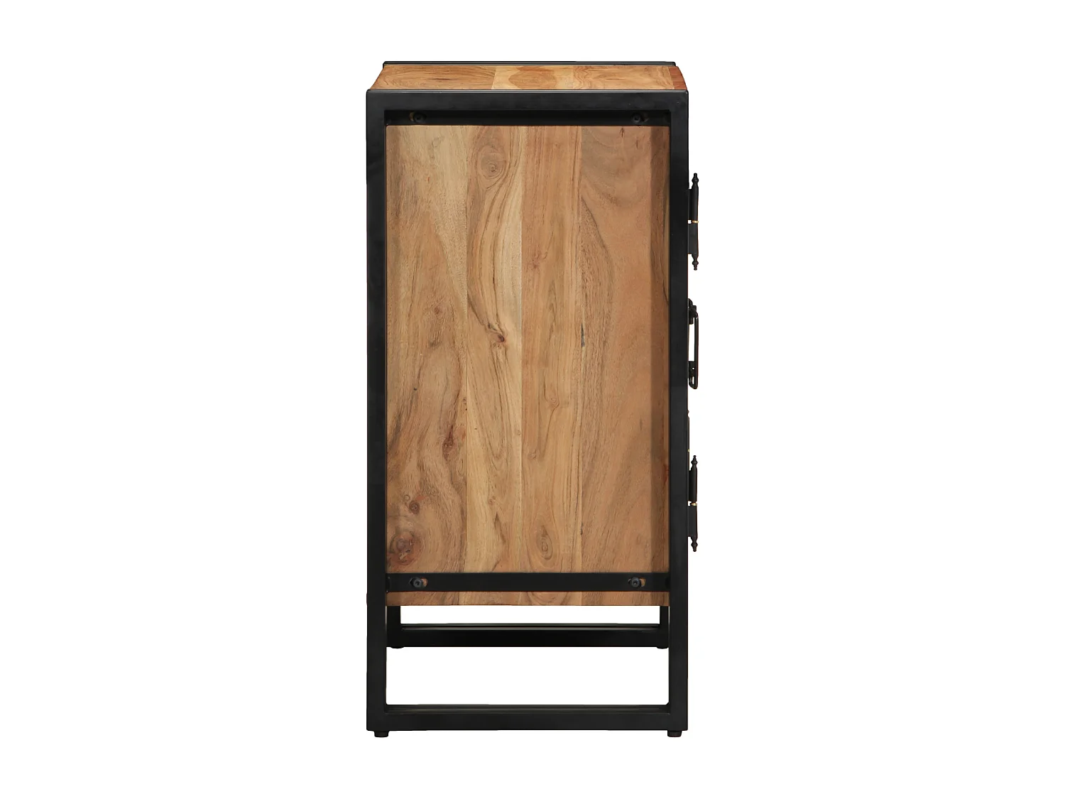 Meuble à chaussures Noir 30x30x40 cm en bois d'acacia massif et acier