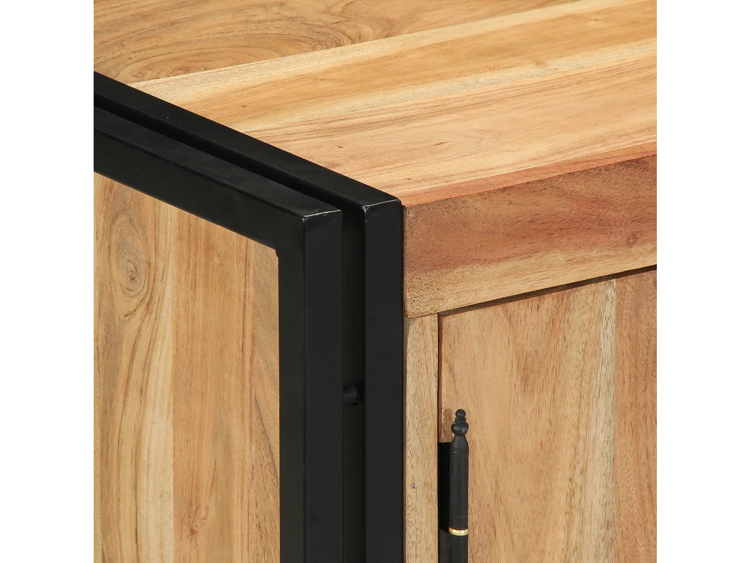 Zapatero negro 30x30x40 cm en madera maciza de acacia y acero