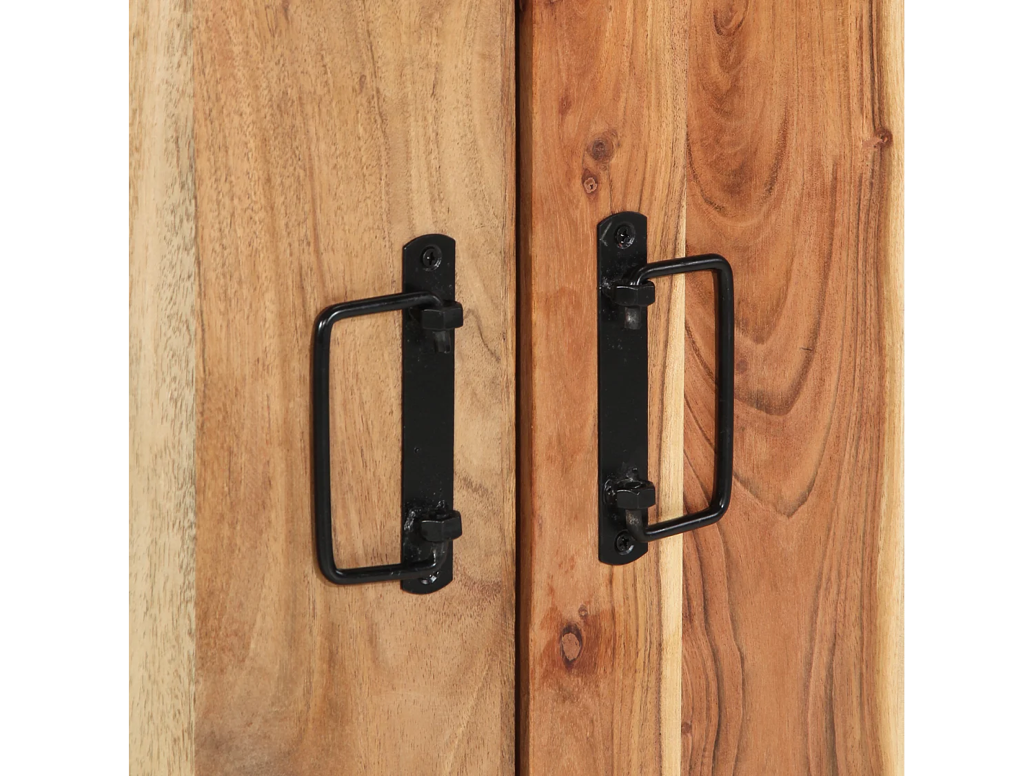 Zapatero negro 30x30x40 cm en madera maciza de acacia y acero