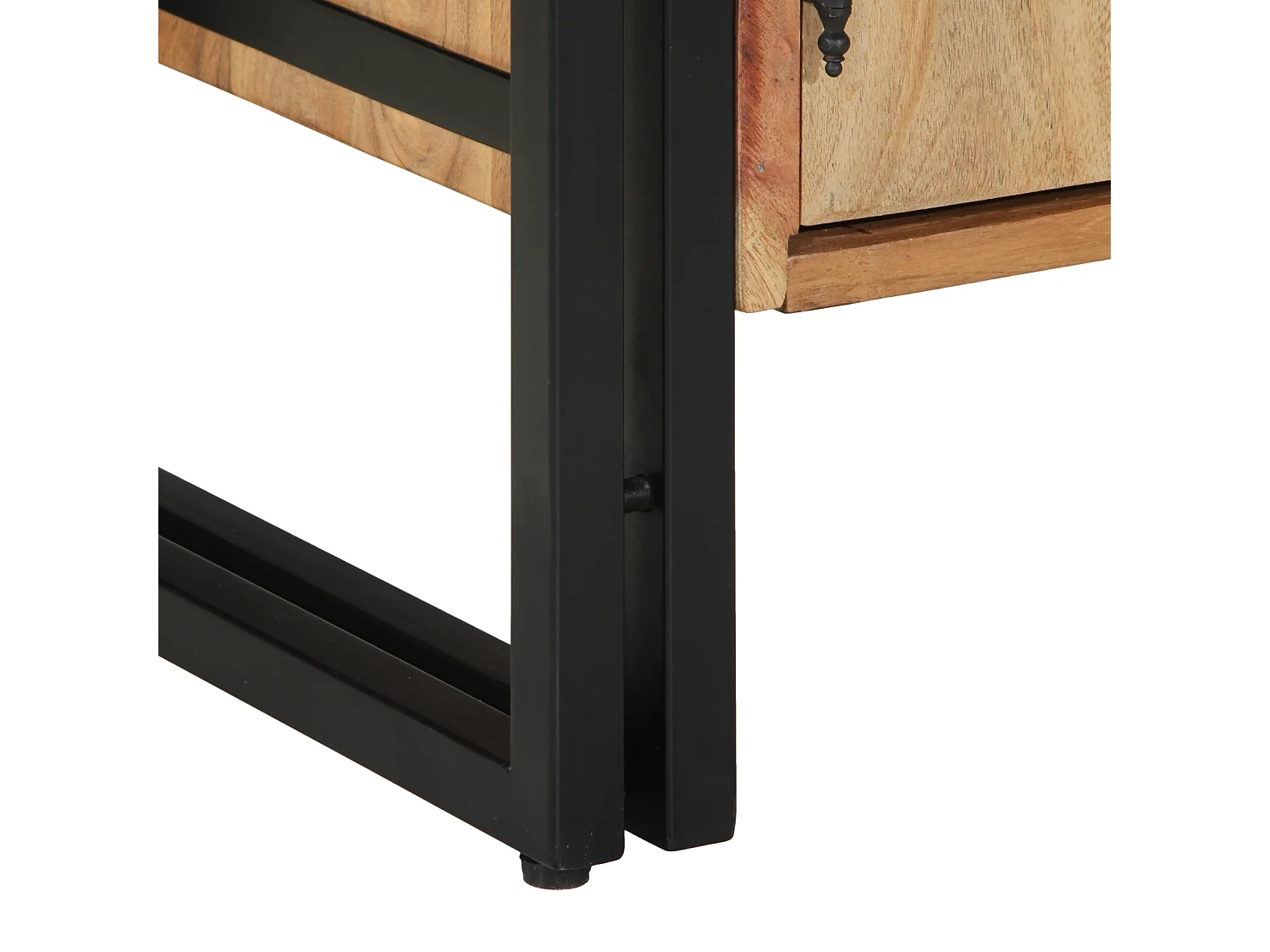 Zapatero negro 30x30x40 cm en madera maciza de acacia y acero