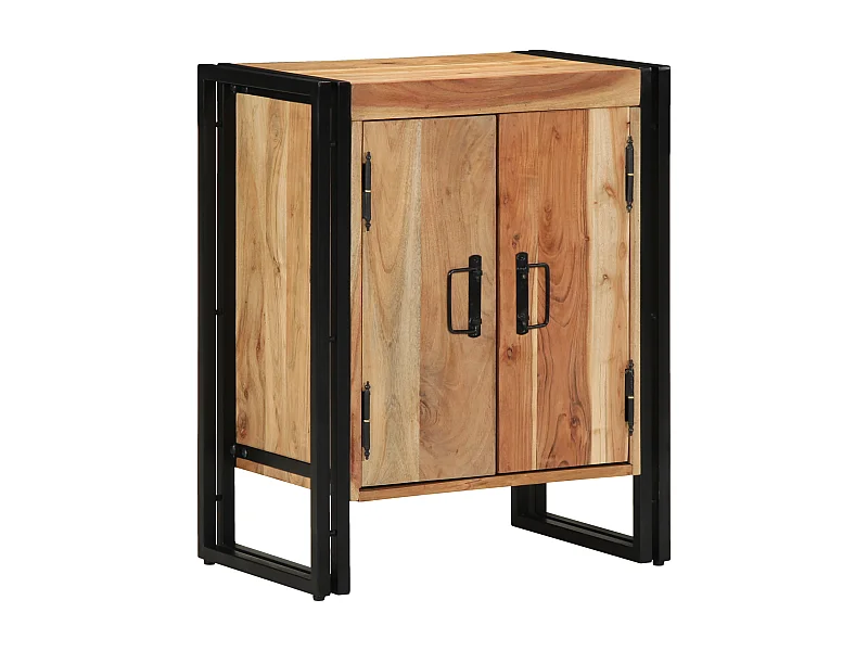 Zapatero negro 30x30x40 cm en madera maciza de acacia y acero