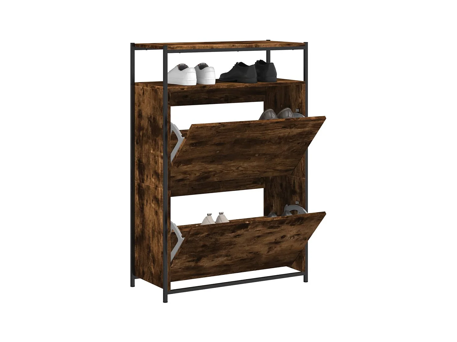 Armoire à chaussures chêne fumé 75x34x112 cm bois d'ingénierie