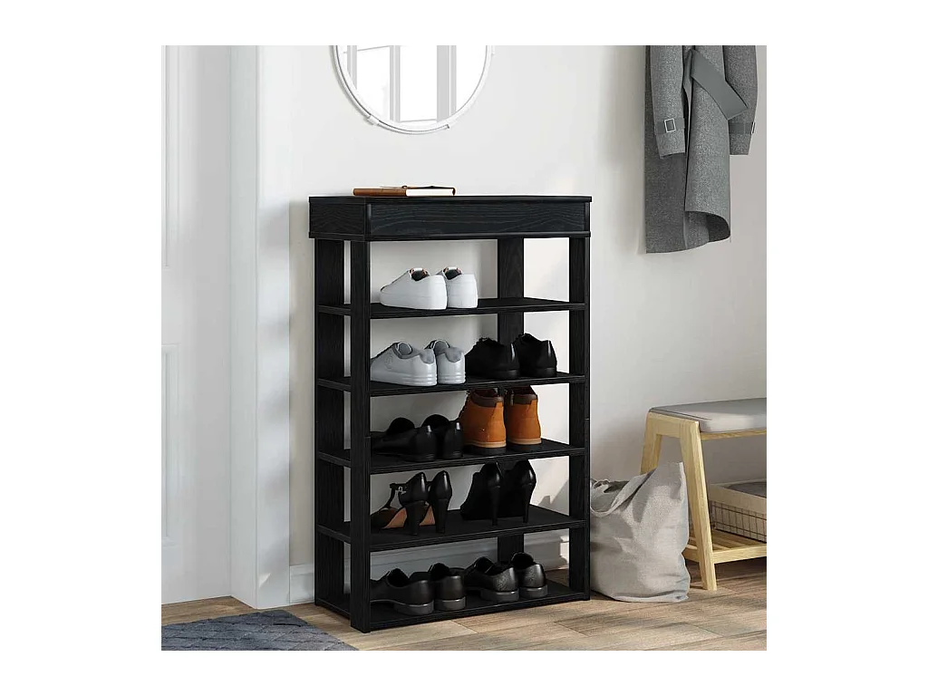 Étagère à chaussures noir 60x30x98 cm bois d'ingénierie