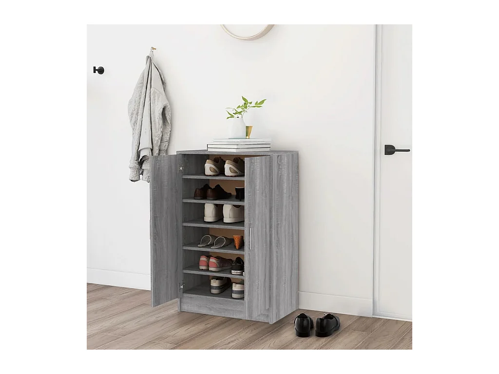 Meuble à chaussures Sonoma gris 60x35x92 cm Bois d'ingénierie