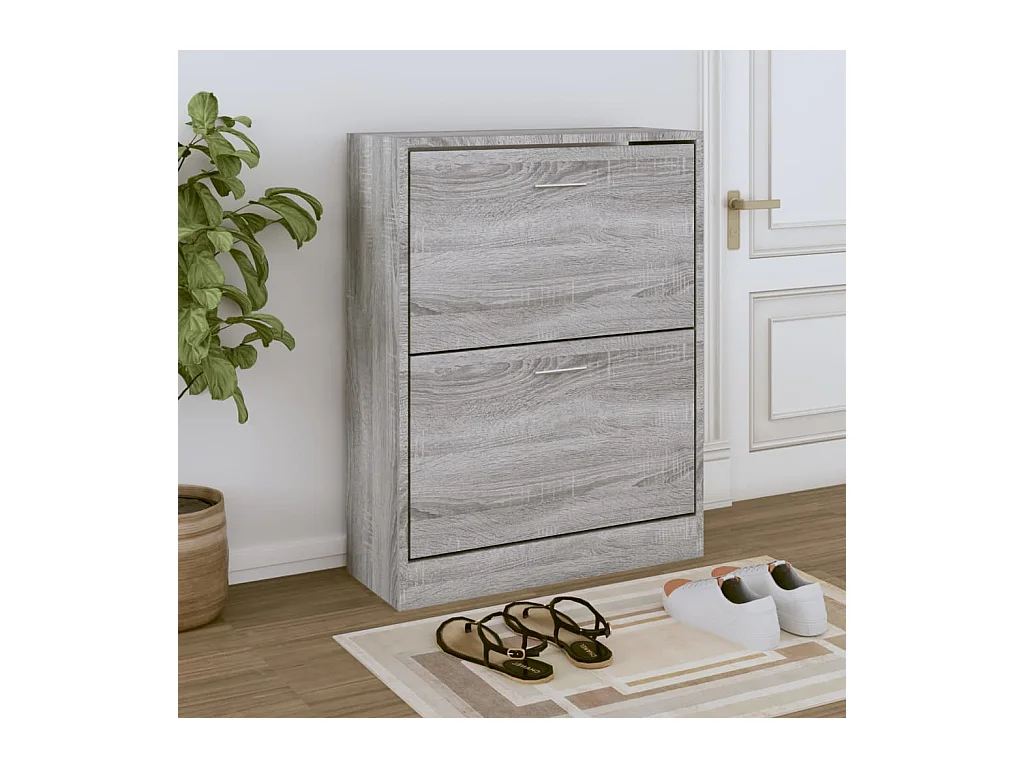 Sonoma grauer Schuhschrank 63x24x81 cm Holzwerkstoff