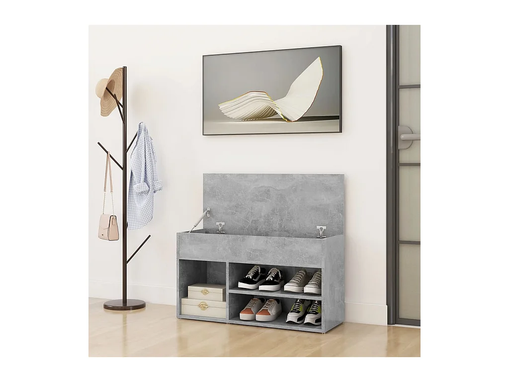 Banco zapatero de hormigón gris 80x30x45 cm Madera de ingeniería