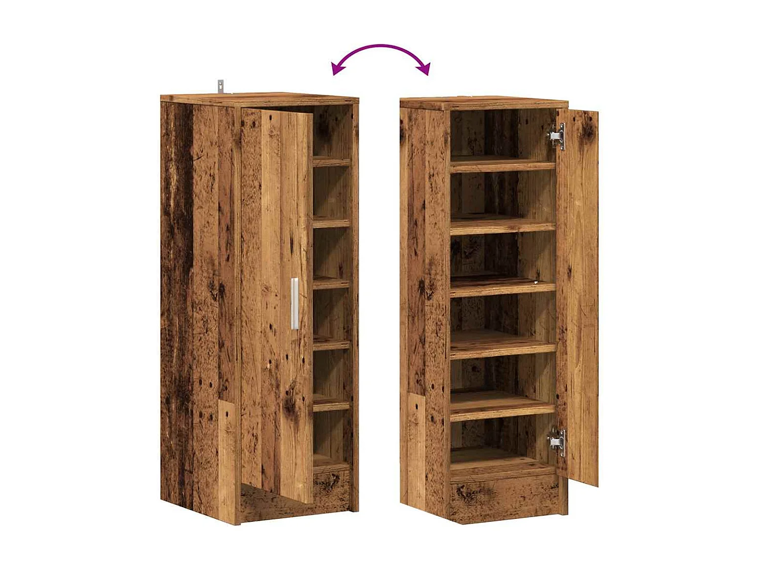 Armoire à chaussures vieux bois 32x35x92 cm bois d'ingénierie