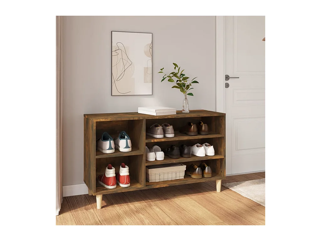 Armoire à chaussures Chêne fumé 102x36x60 cm Bois d'ingénierie