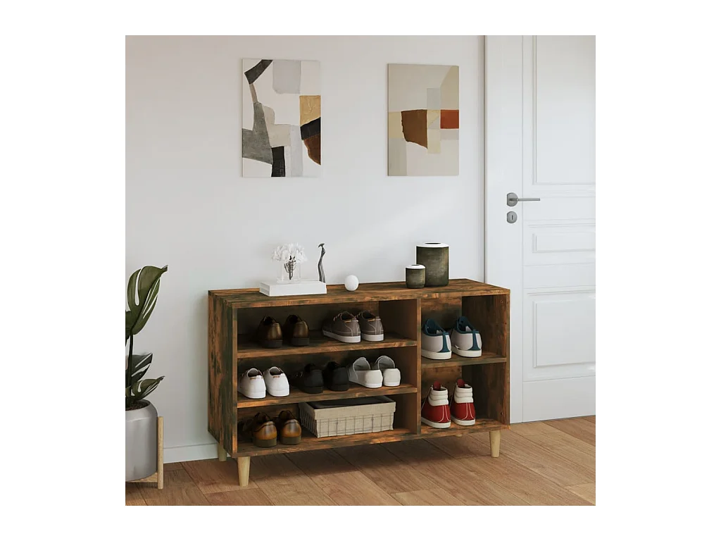 Armoire à chaussures Chêne fumé 102x36x60 cm Bois d'ingénierie