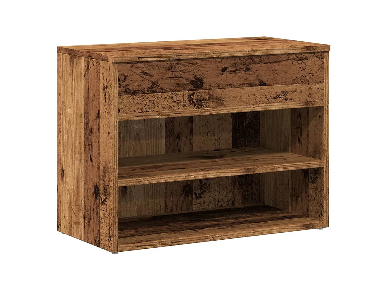 Banc à chaussures vieux bois 60x30x45 cm bois d'ingénierie