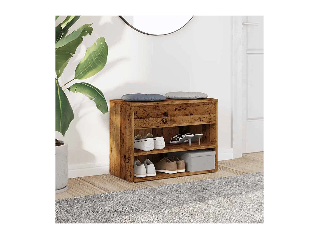 Banc à chaussures vieux bois 60x30x45 cm bois d'ingénierie