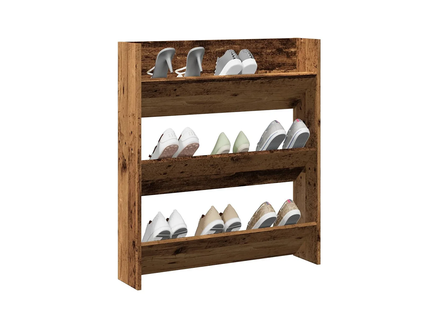 Armoire à chaussures murale vieux bois 80x18x90 cm