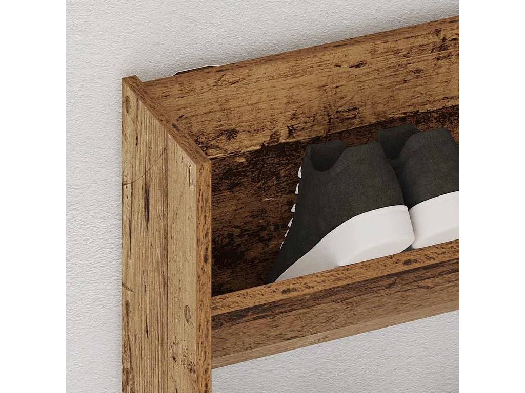 Armoire à chaussures murale vieux bois 80x18x90 cm