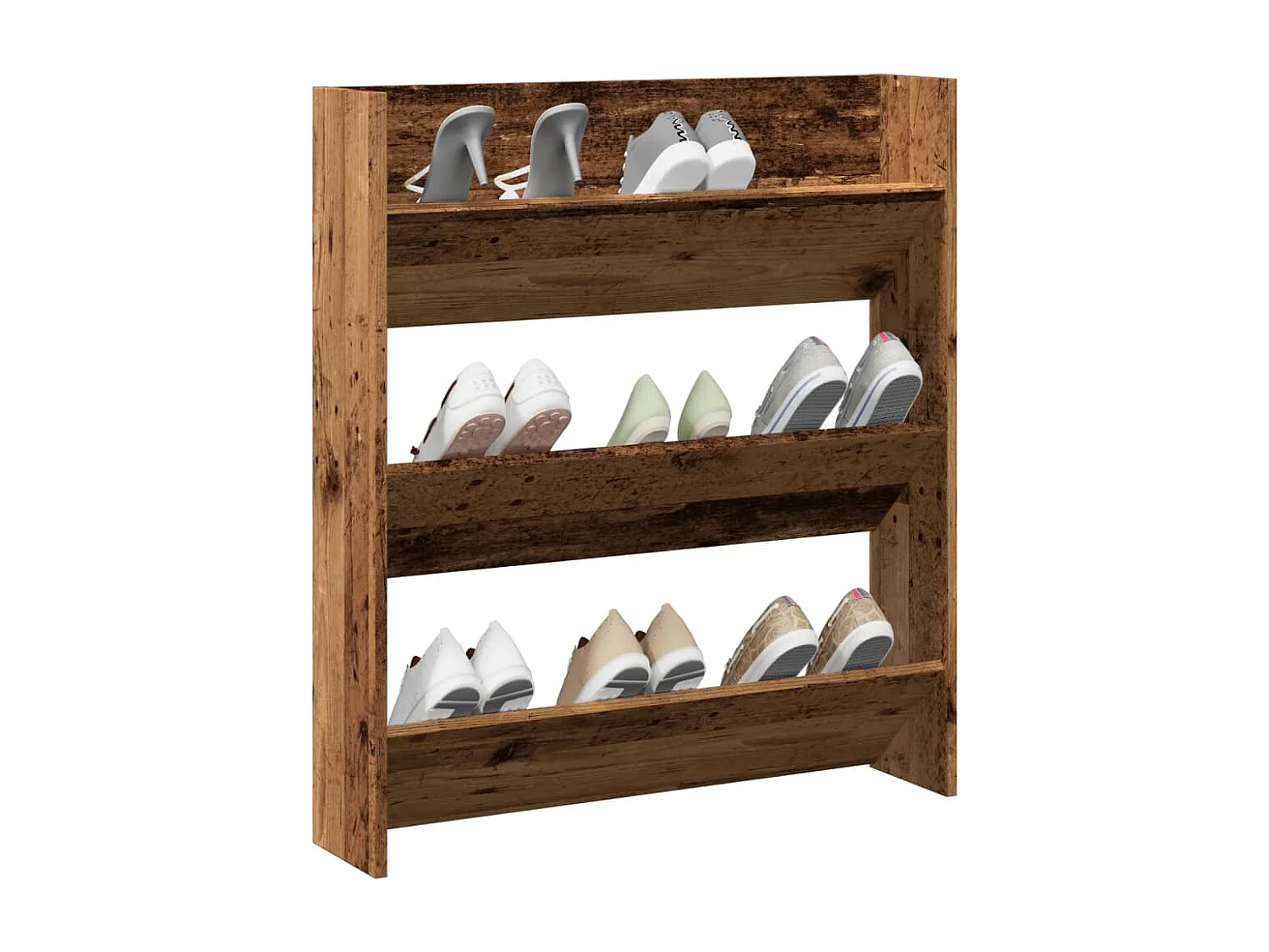 Armoire à chaussures murale vieux bois 80x18x90 cm