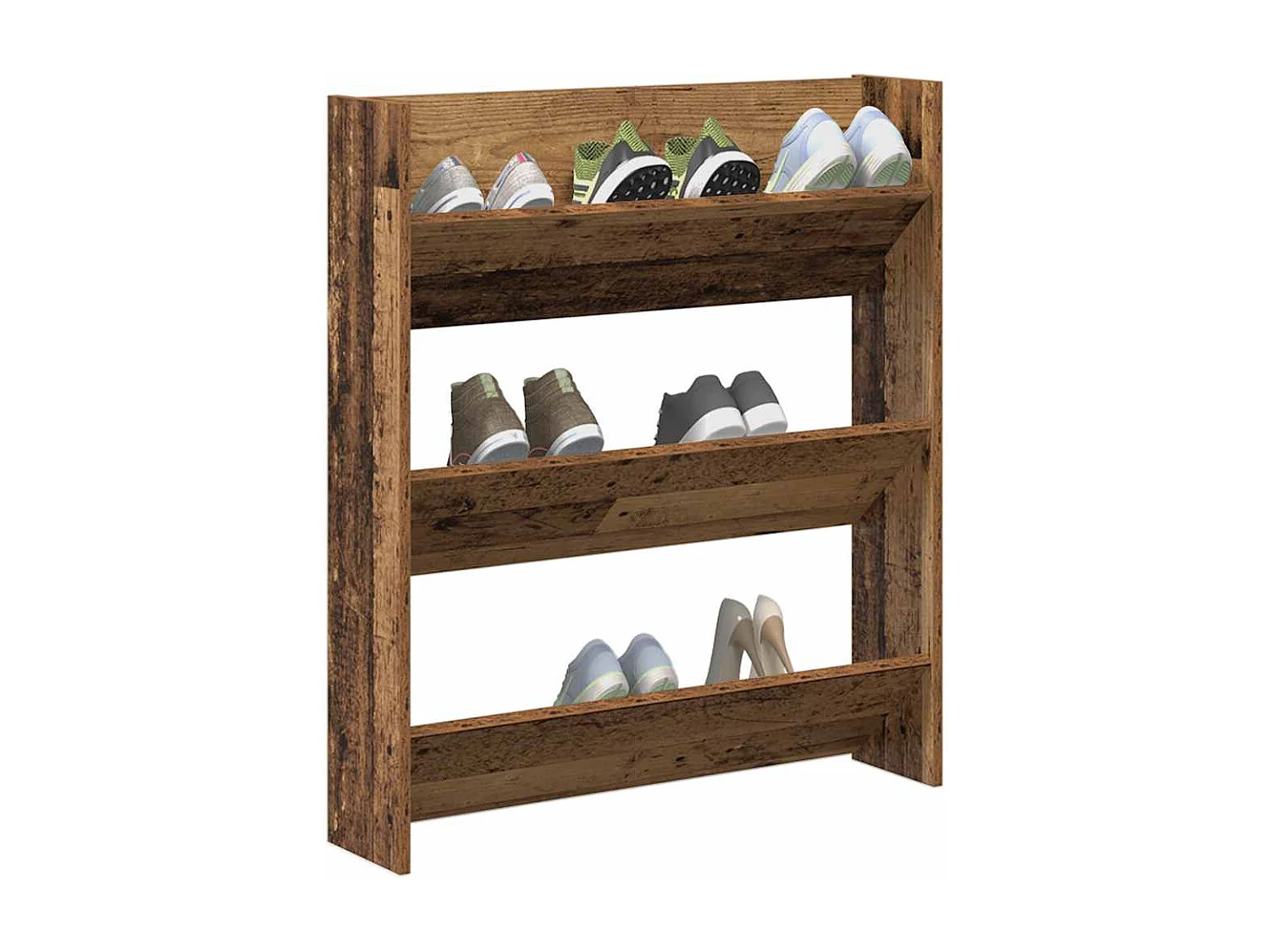 Armoire à chaussures murale vieux bois 80x18x90 cm
