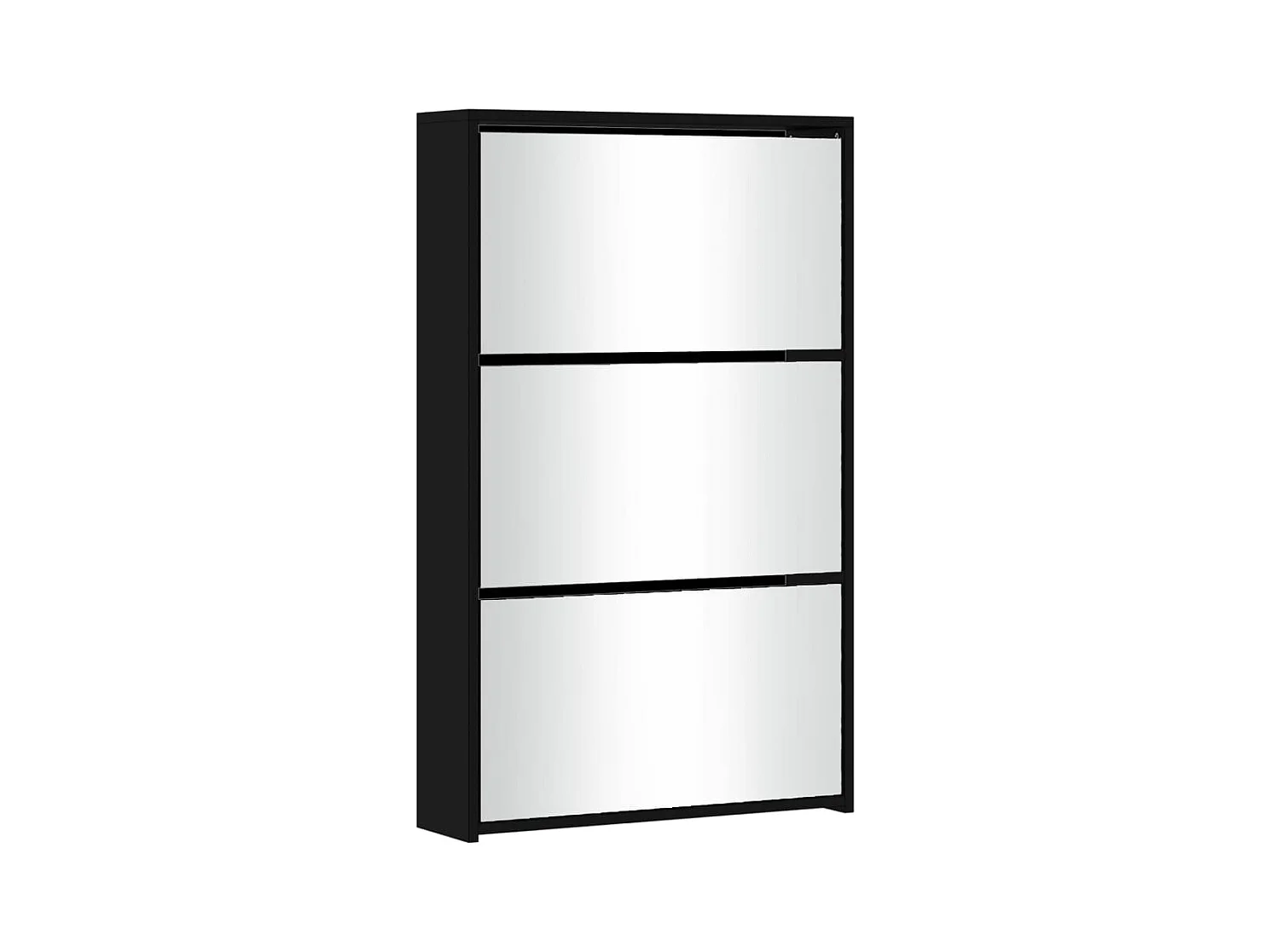 Zapatero con espejo 3 niveles Negro 63x17x102,5 cm