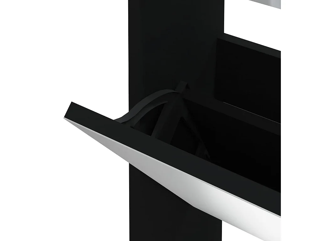 Zapatero con espejo 3 niveles Negro 63x17x102,5 cm