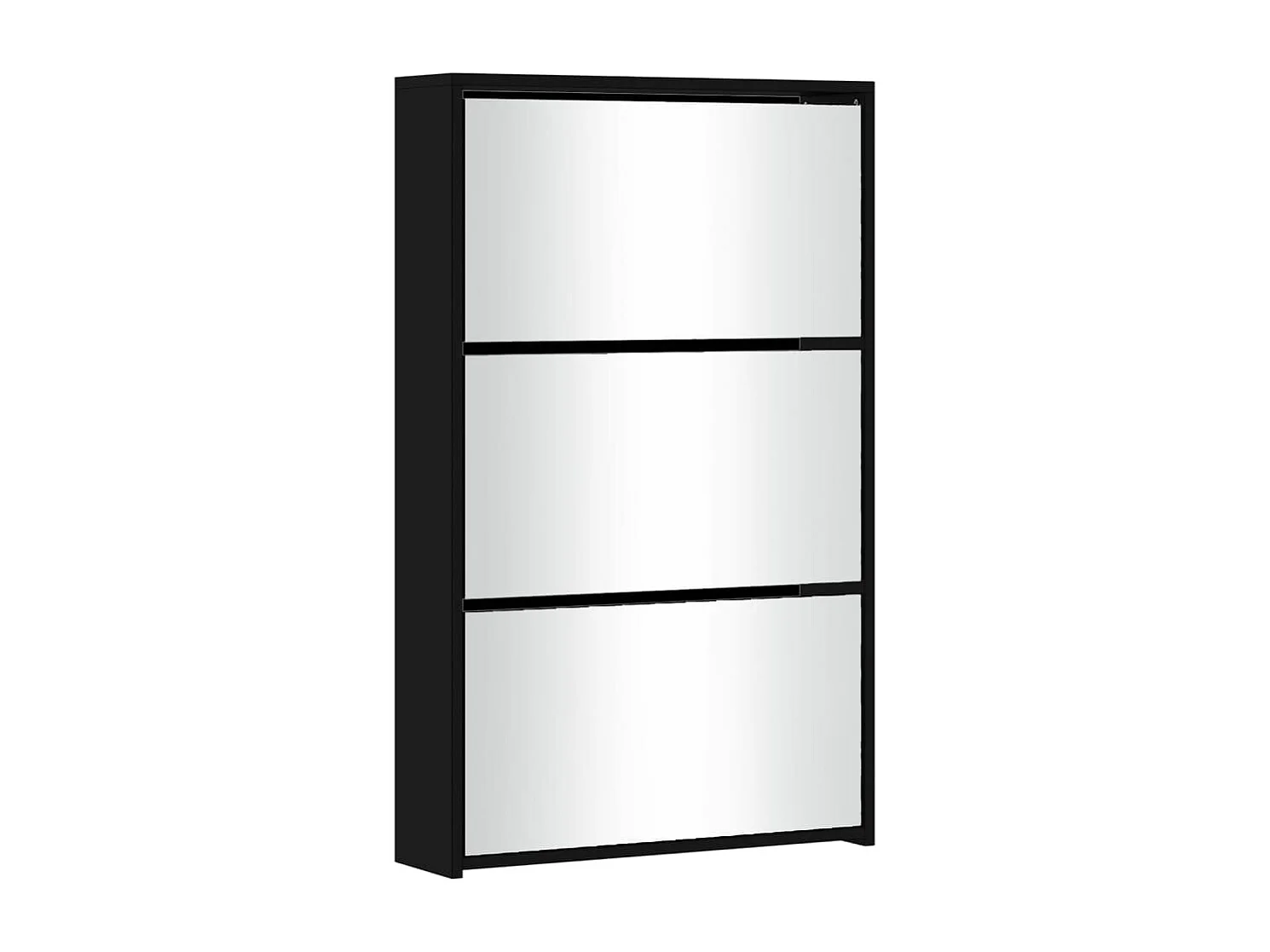 Armoire à chaussures avec miroir 3 niveaux Noir 63x17x102,5 cm