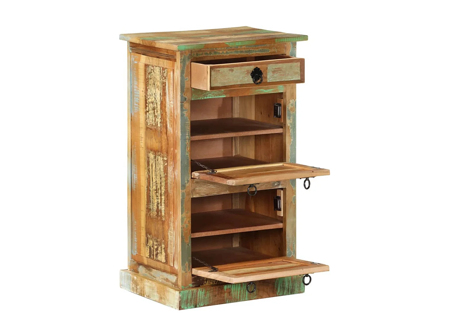 Armoire à chaussures 4 couches avec tiroir Bois de récupération