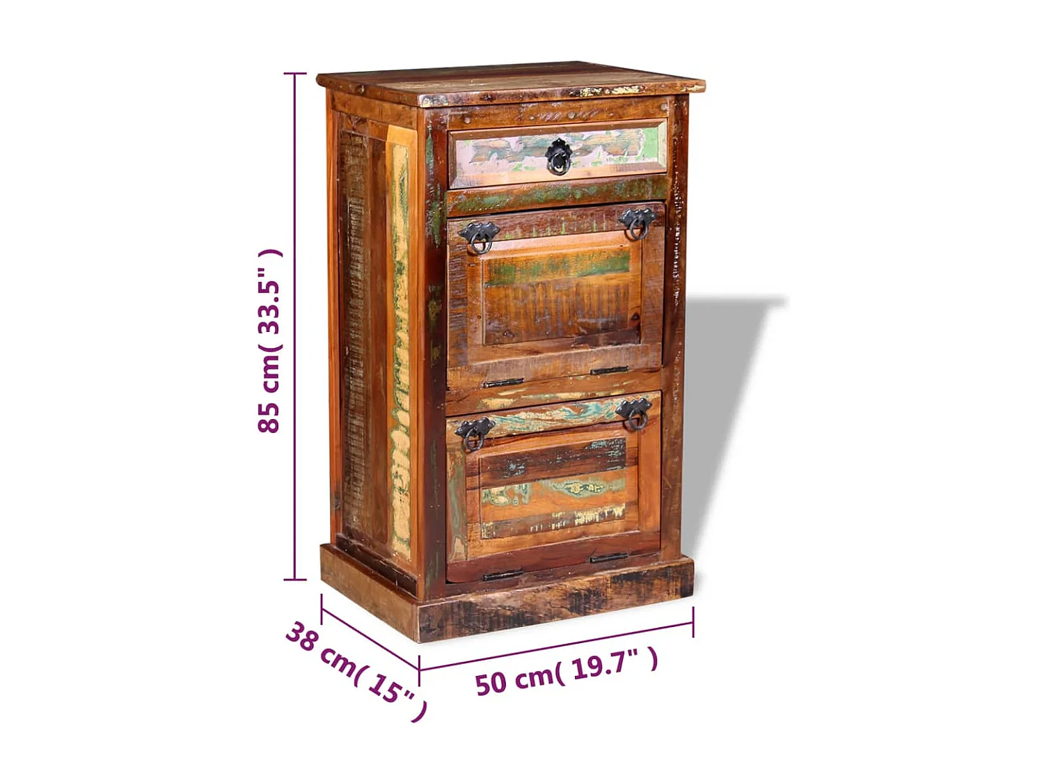 Armoire à chaussures 4 couches avec tiroir Bois de récupération