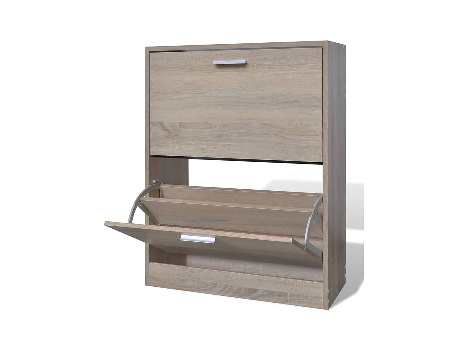 Scarpiera in legno con 2 scomparti effetto rovere