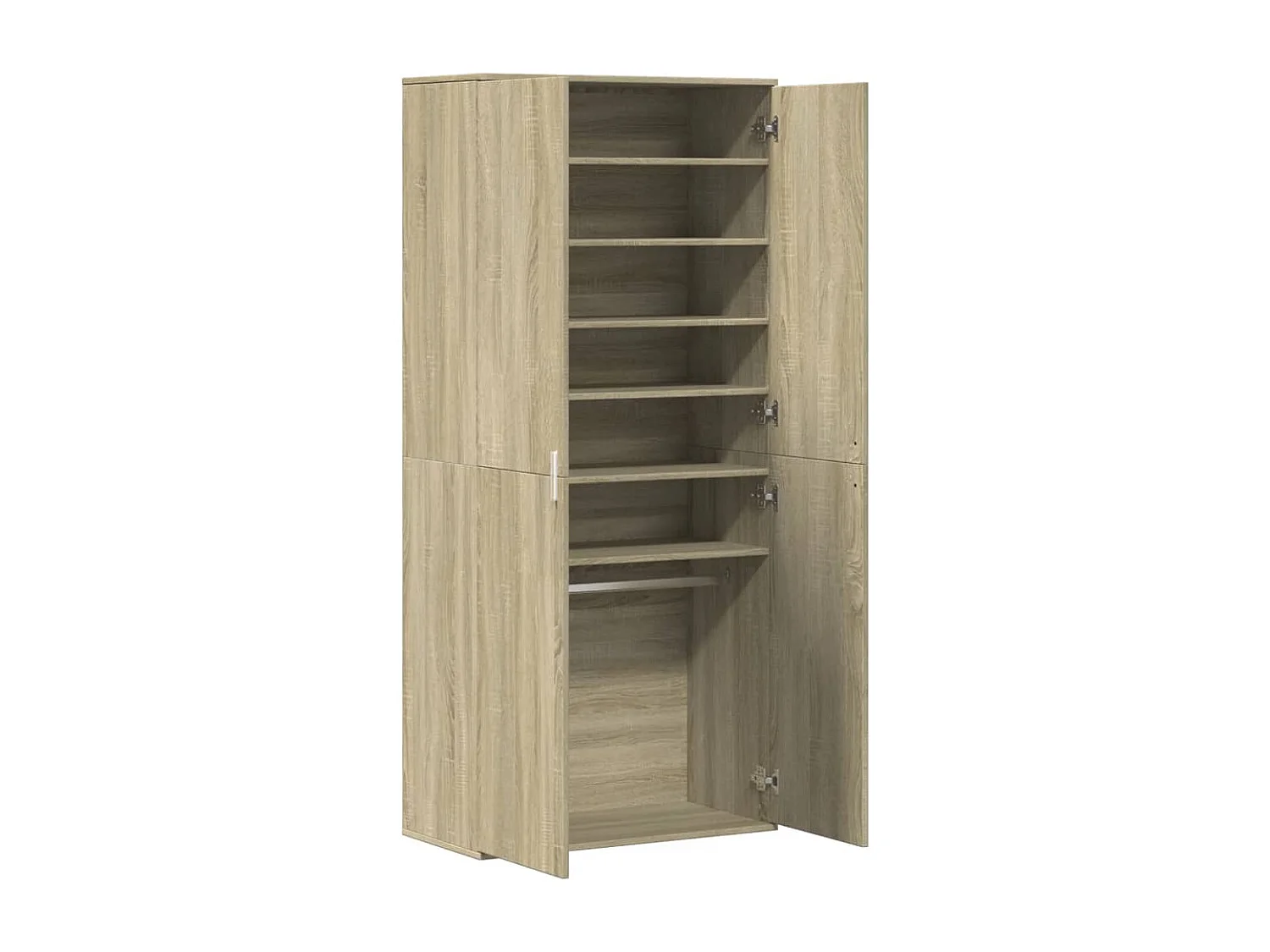 Zapatero de roble Sonoma de 80 x 39 x 178 cm de madera de ingeniería