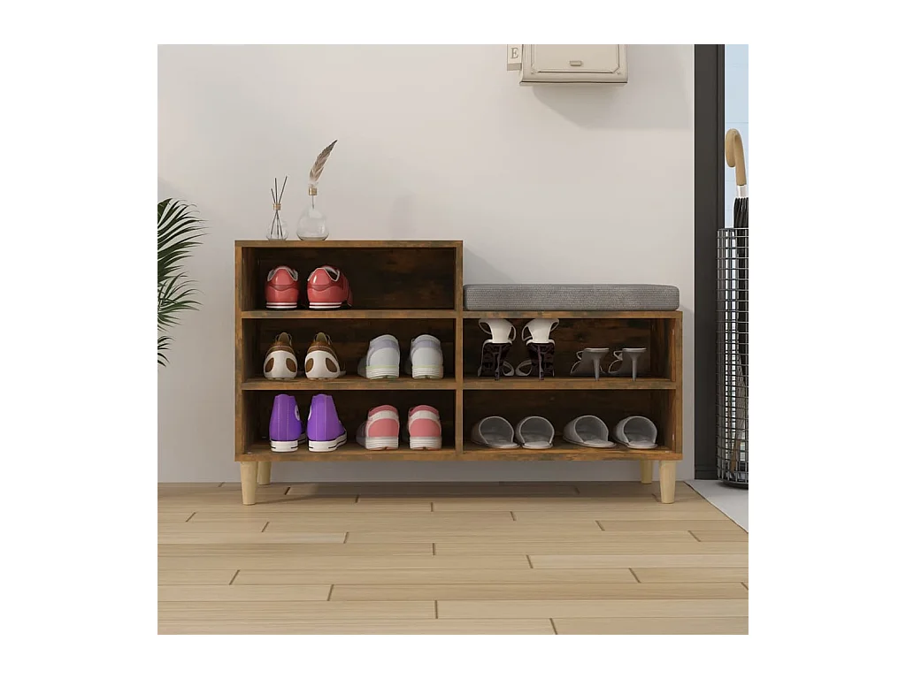 Armoire à chaussures Chêne fumé 102x36x60 cm Bois d'ingénierie