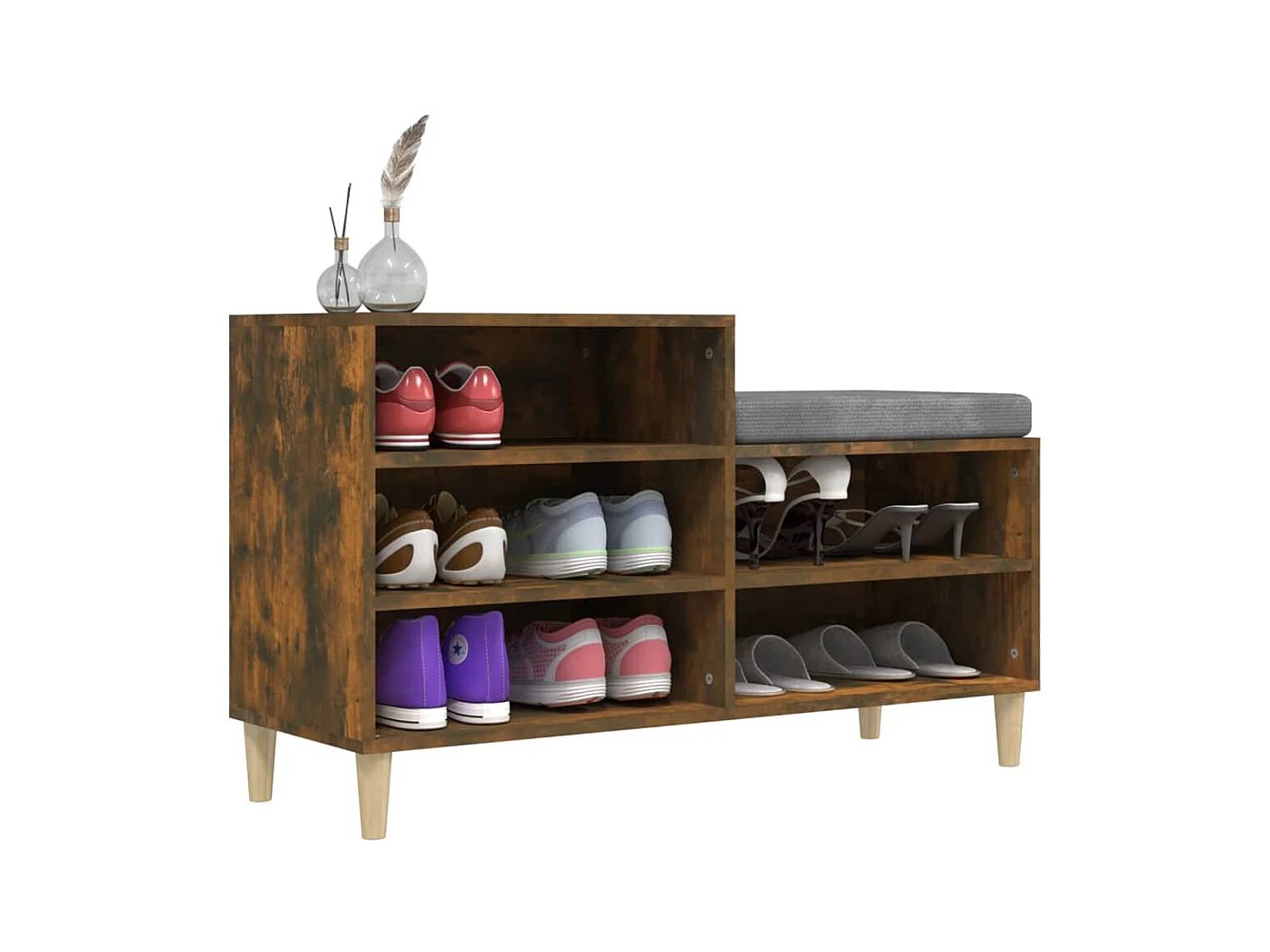 Armoire à chaussures Chêne fumé 102x36x60 cm Bois d'ingénierie