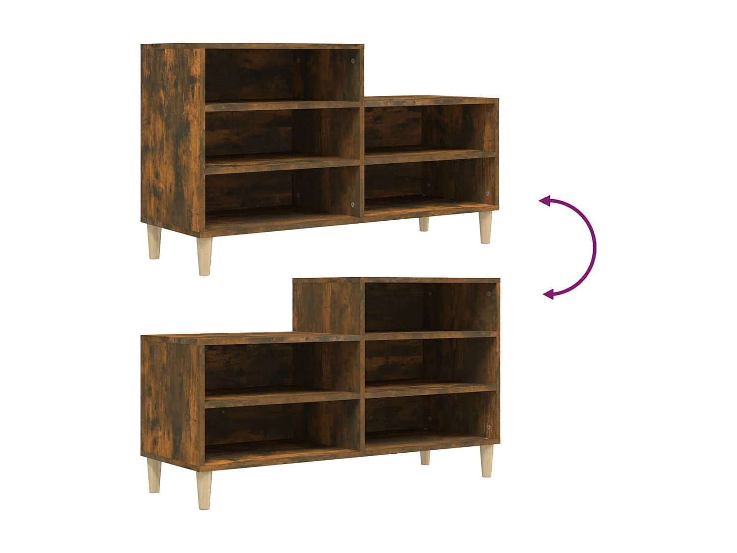 Armoire à chaussures Chêne fumé 102x36x60 cm Bois d'ingénierie