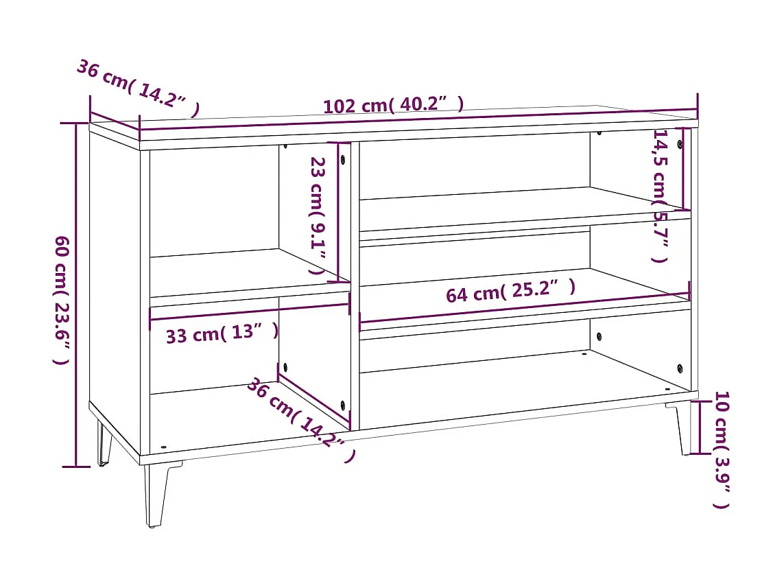 Zapatero de roble ahumado 102x36x60 cm Madera de ingeniería