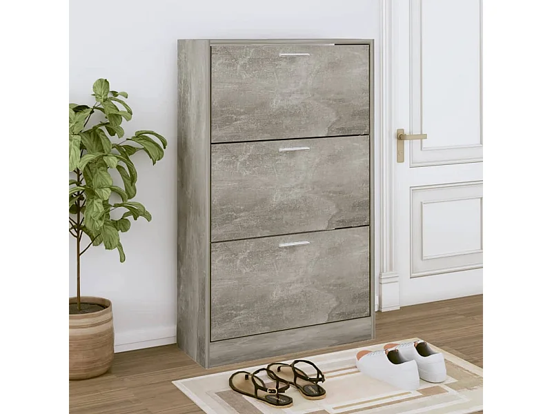 Armoire à chaussures Gris béton 63x24x103 cm Bois d'ingénierie