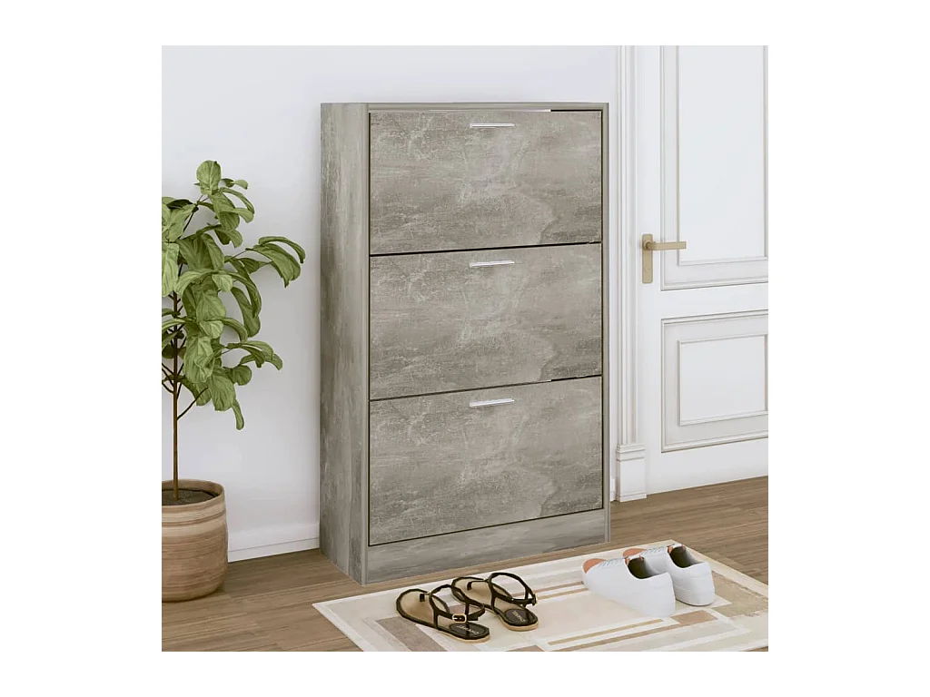 Betongrauer Schuhschrank 63 x 24 x 103 cm Holzwerkstoff