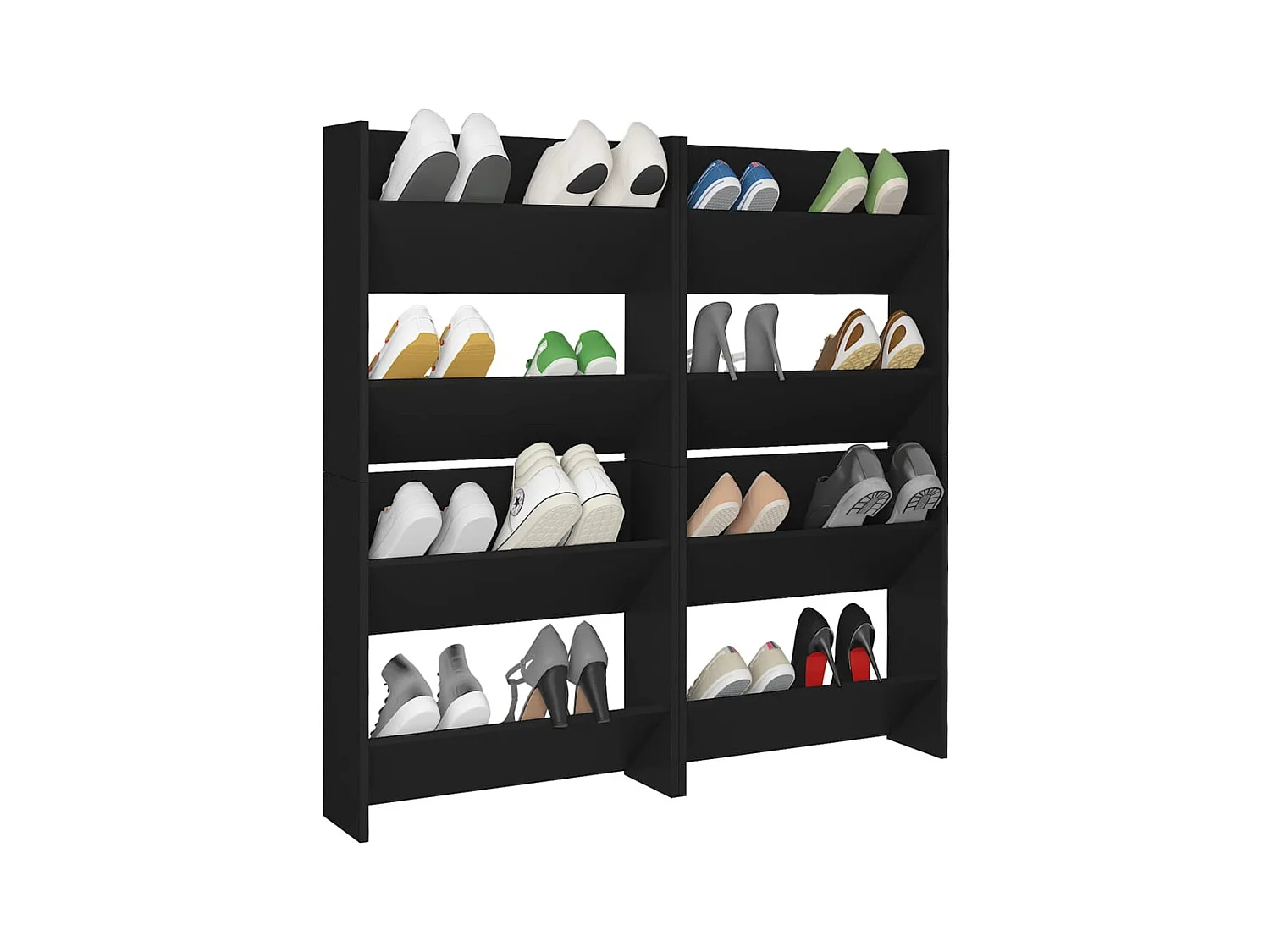 Armoires à chaussures murales 4 pcs noir bois d'ingénierie