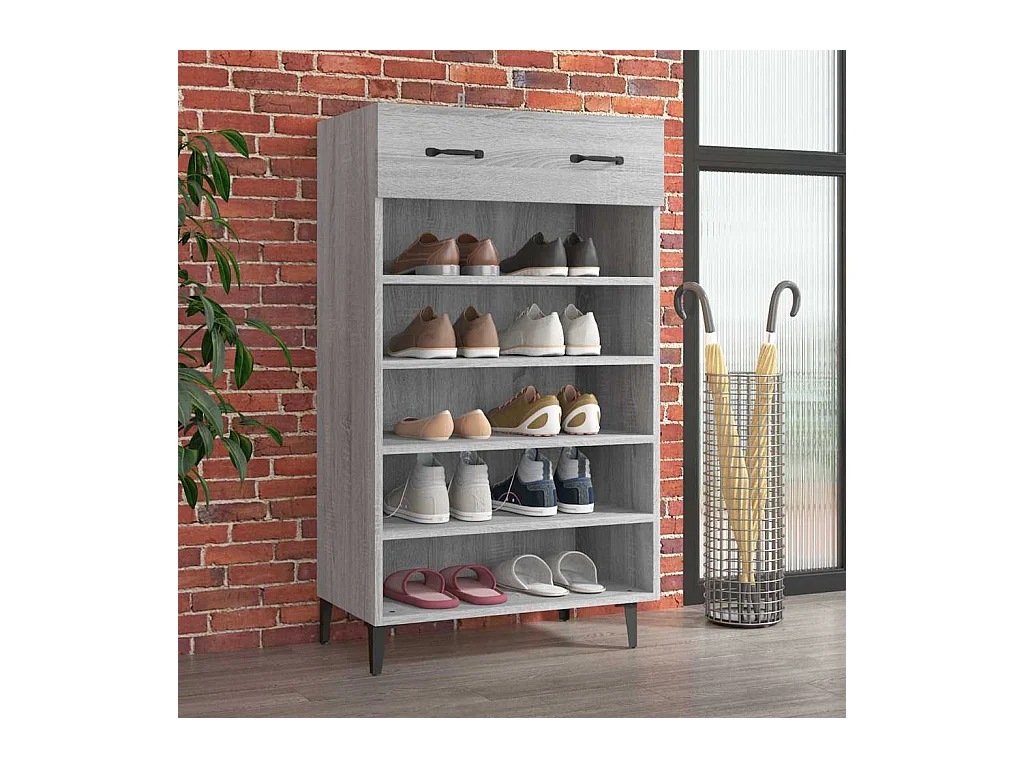 Armoire à chaussures Sonoma gris 60x35x105 cm Bois d'ingénierie