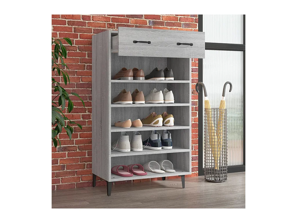 Armoire à chaussures Sonoma gris 60x35x105 cm Bois d'ingénierie