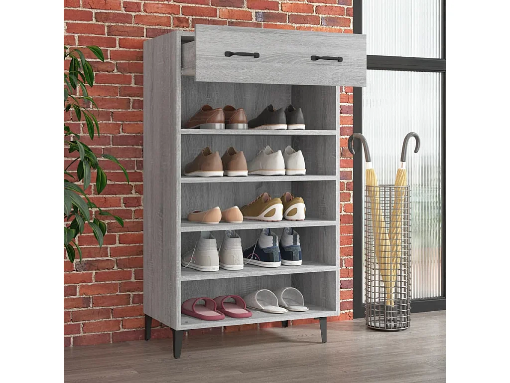 Scarpiera Sonoma grigia 60x35x105 cm in legno ingegnerizzato