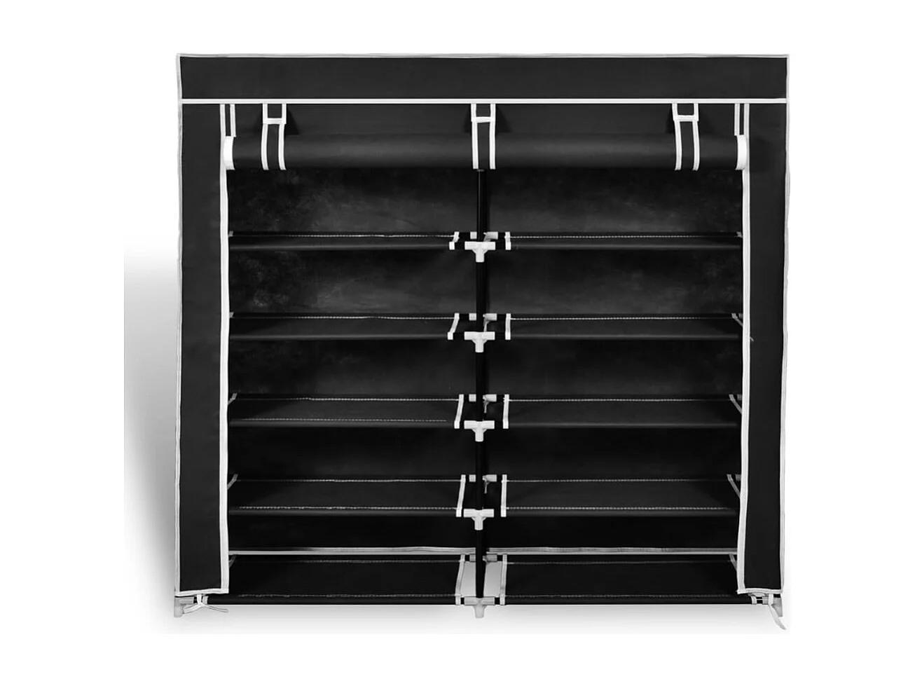 Armoire à chaussures avec housse 115 x 28 x 110cm Tissu Noir