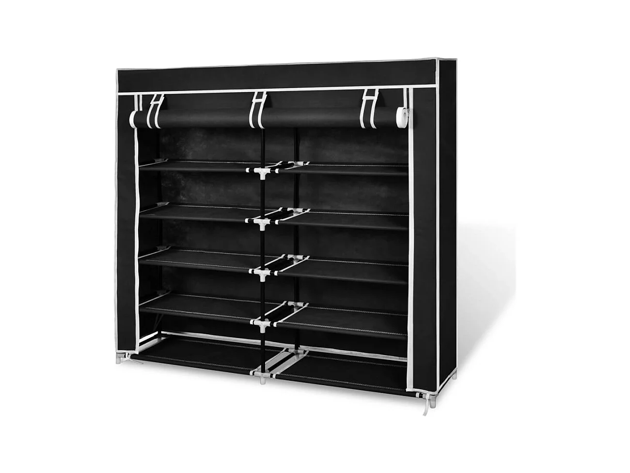 Armoire à chaussures avec housse 115 x 28 x 110cm Tissu Noir